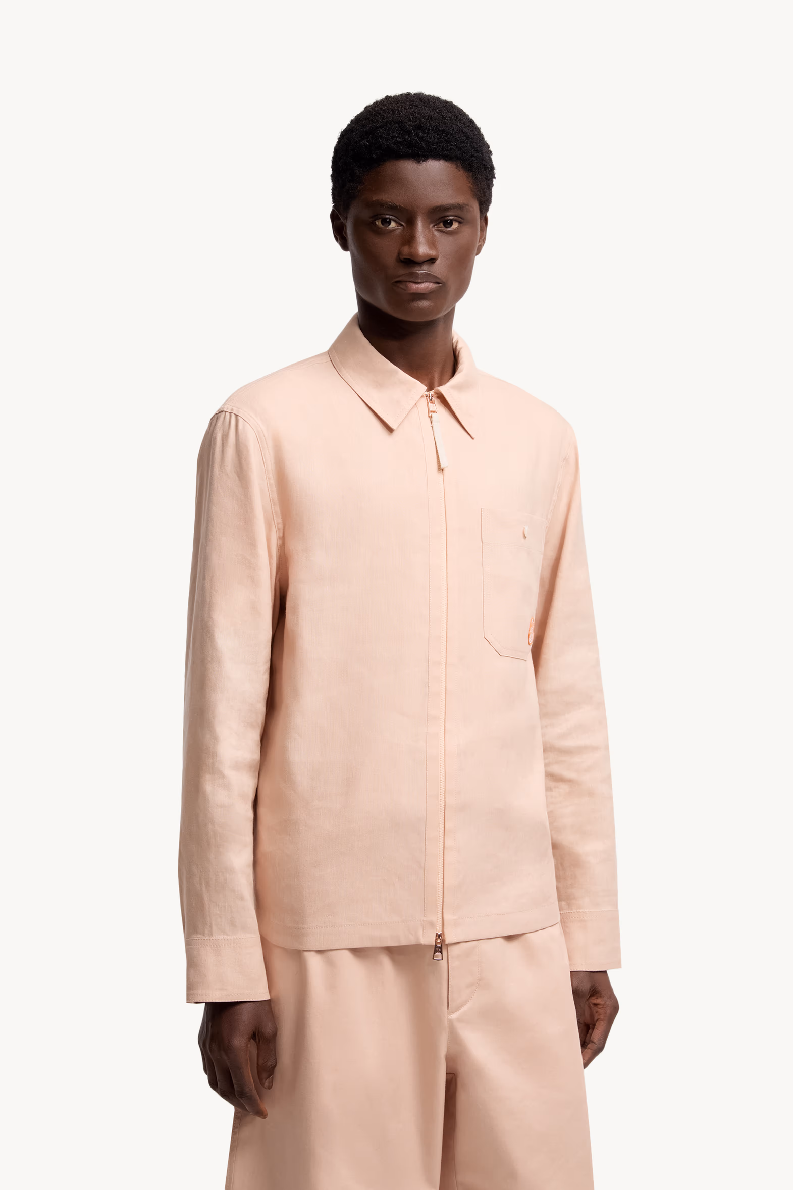 Moncler x Gilga Farm by Donald Glover Linen Blend Shirt Men Peach Pink Moncler 3